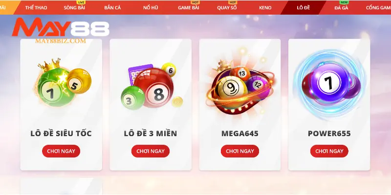 Sảnh game xổ số MAY88 có nhiều siêu phẩm